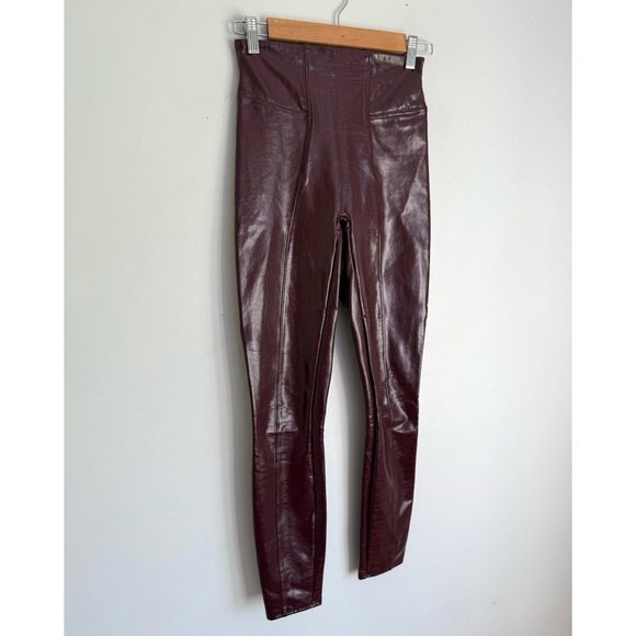 Spanx Faux Patent Leather Leggings in Ruby Red - Picture 7 of 10